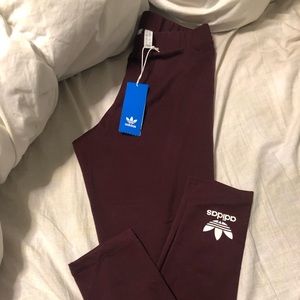 Adidas Burgundy Leggings